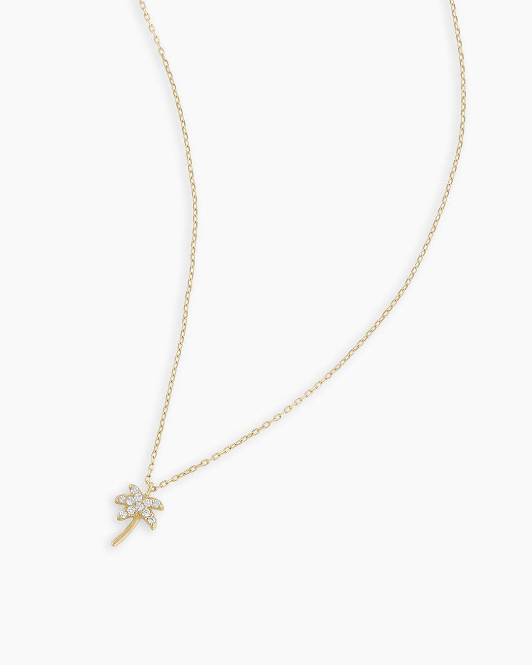 Diamond Palm Necklace || option::14k Solid Gold