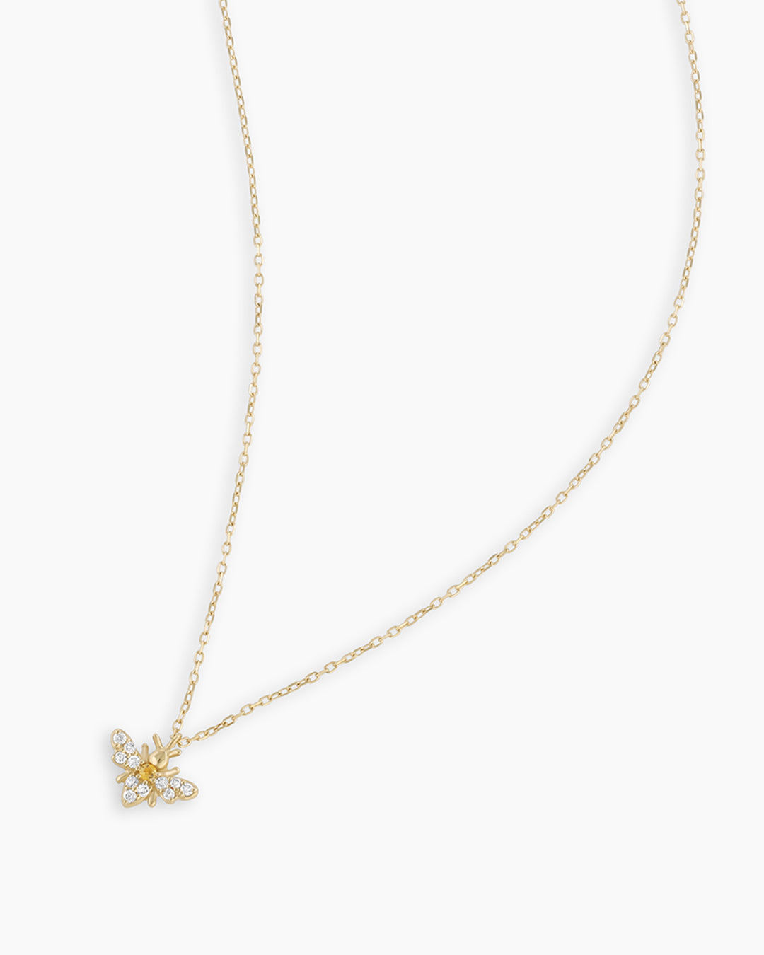 Diamond Bee Necklace || option::14k Solid Gold