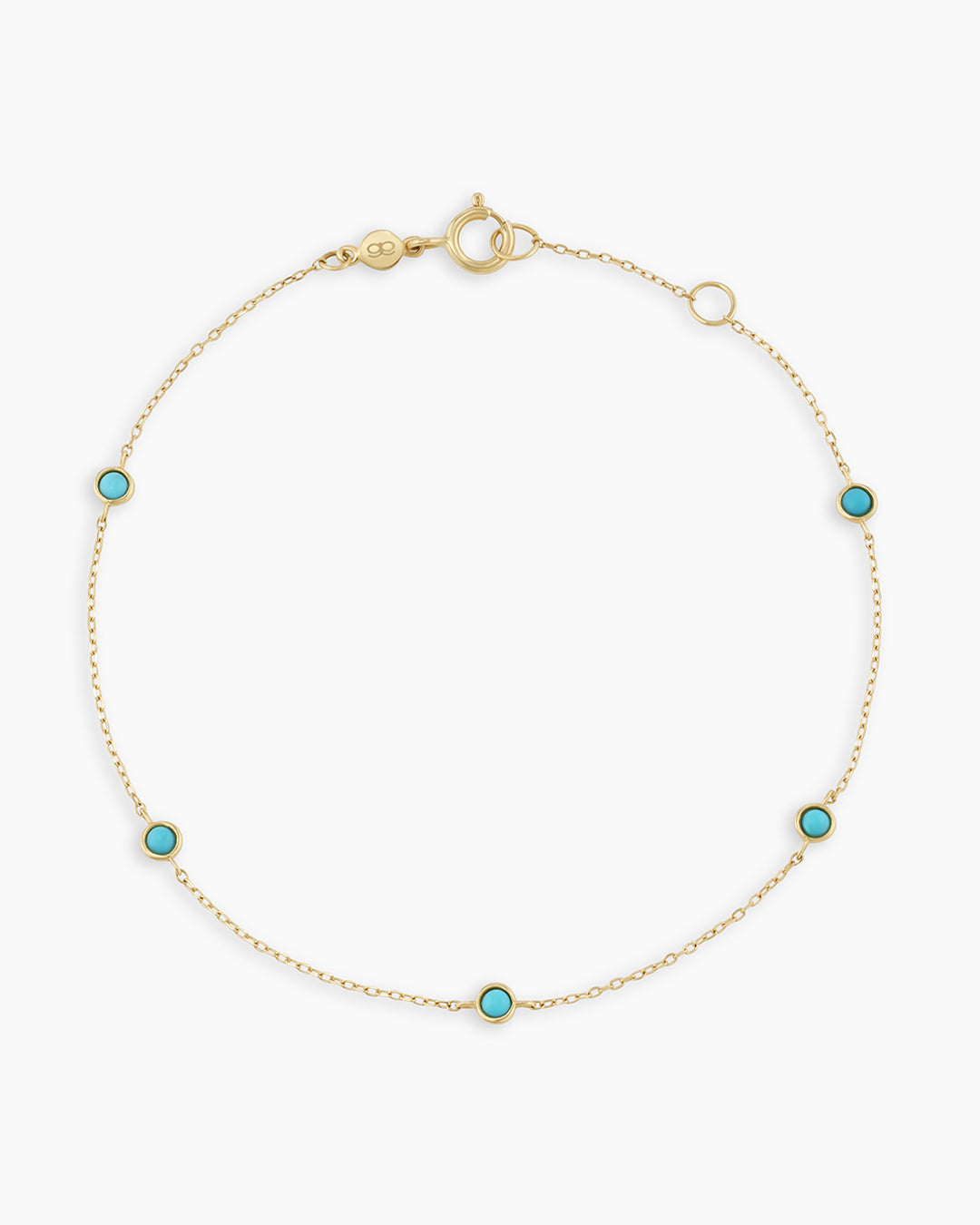 Classic  Five Turquoise  Bracelet || option::14k Solid Gold