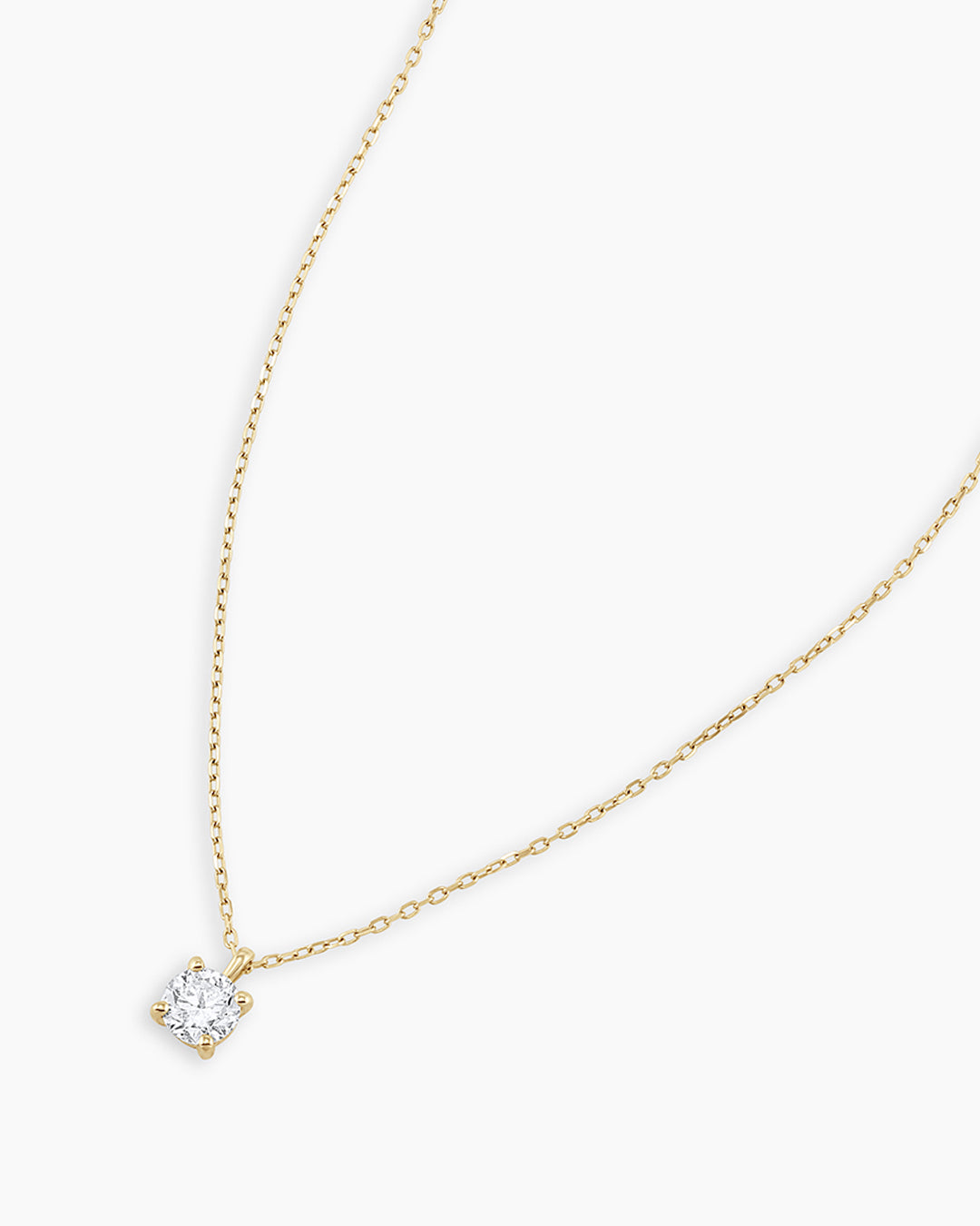 Diamond Solitaire 4 mm Necklace || option::14k Solid Gold