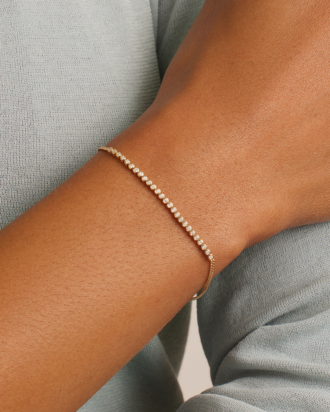 Classic  Diamond Row Bracelet || option::14k Solid Gold