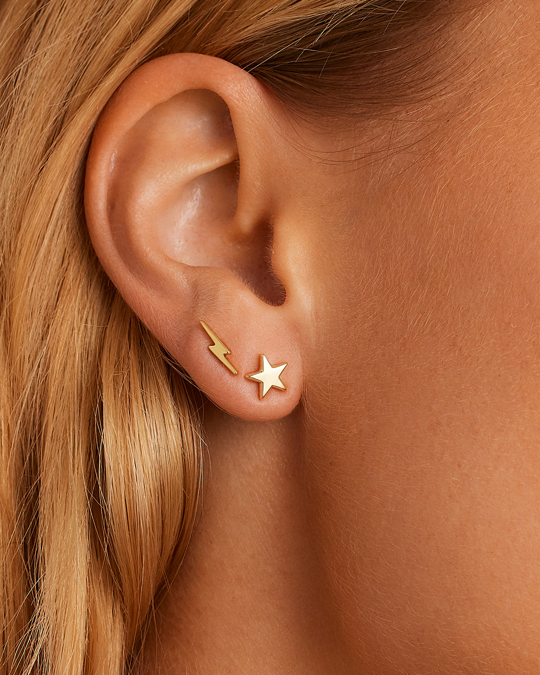 Star Charm Stud || option::18k Gold Plated, Star