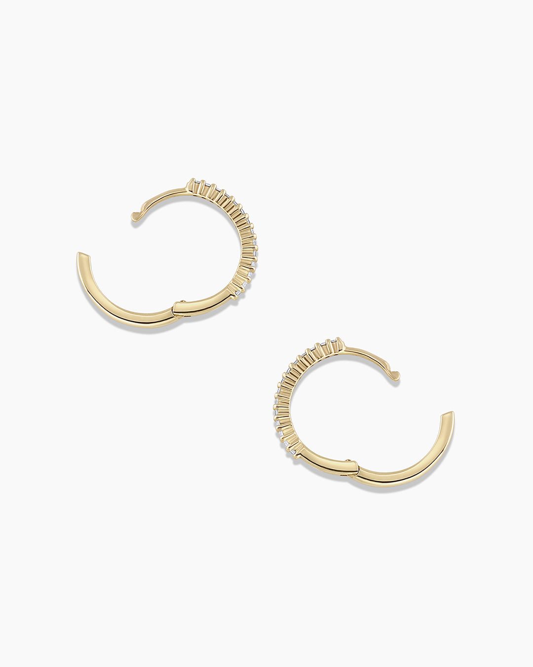 Diamond Pave 13mm Huggies || option::14k Solid Gold, 13mm, Pair