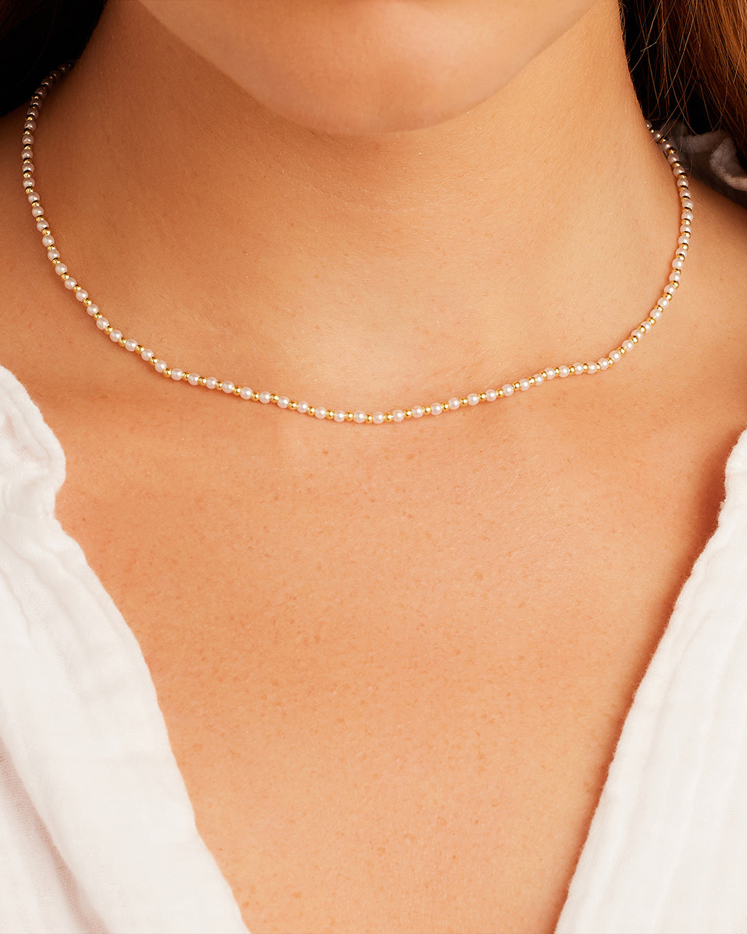 Poppy Pearl Necklace || option::18k Gold Plated, Pearl