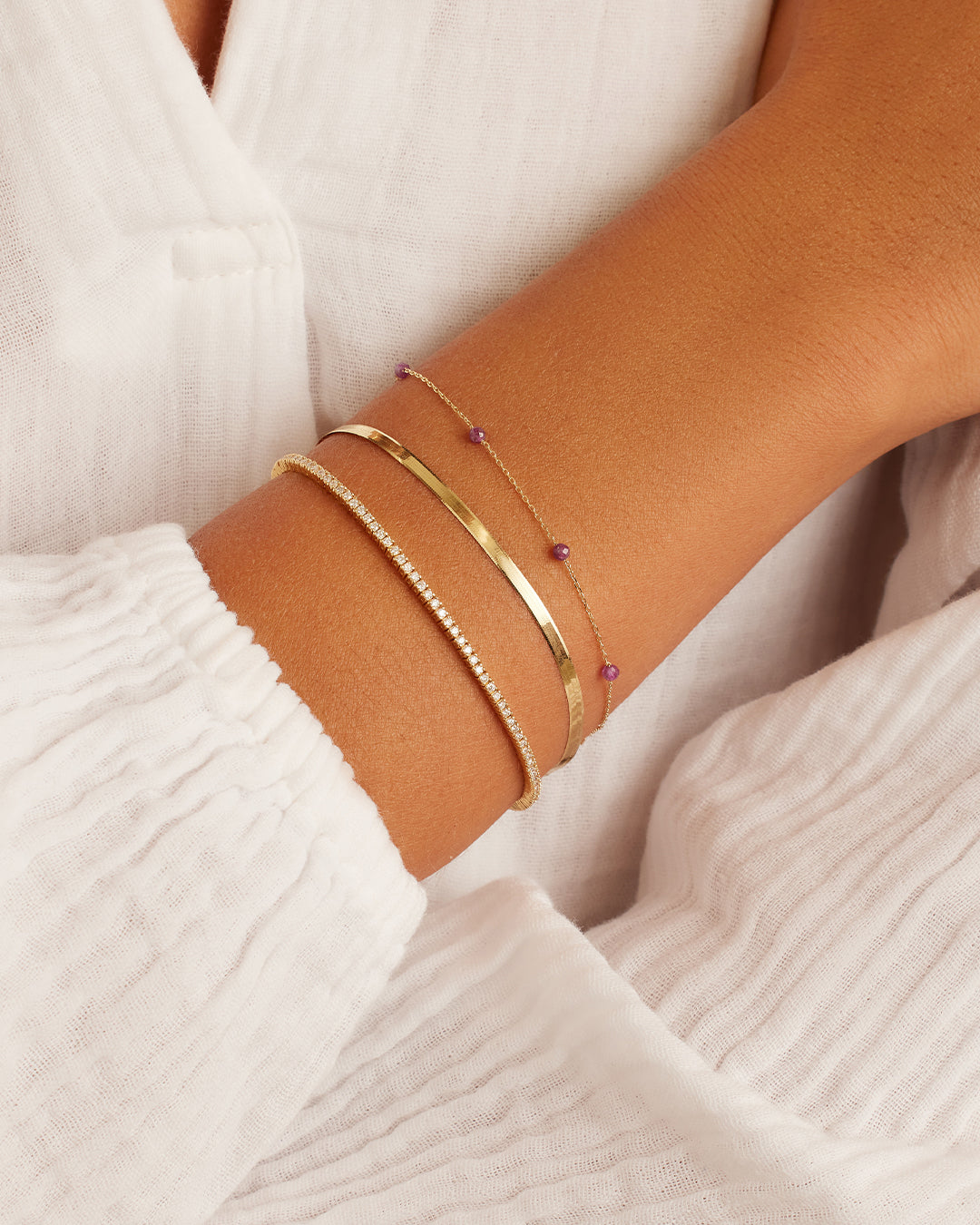 Ruby Newport Bracelet || option::14k Solid Gold, Ruby - July