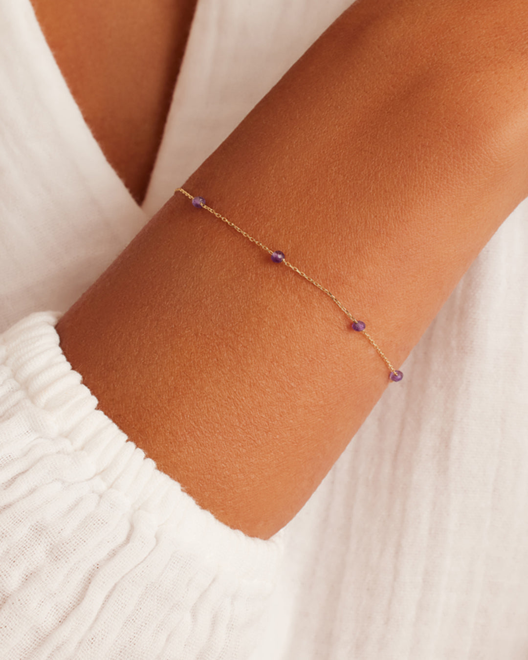 Amethyst Newport Bracelet || option::14k Solid Gold, Amethyst - February