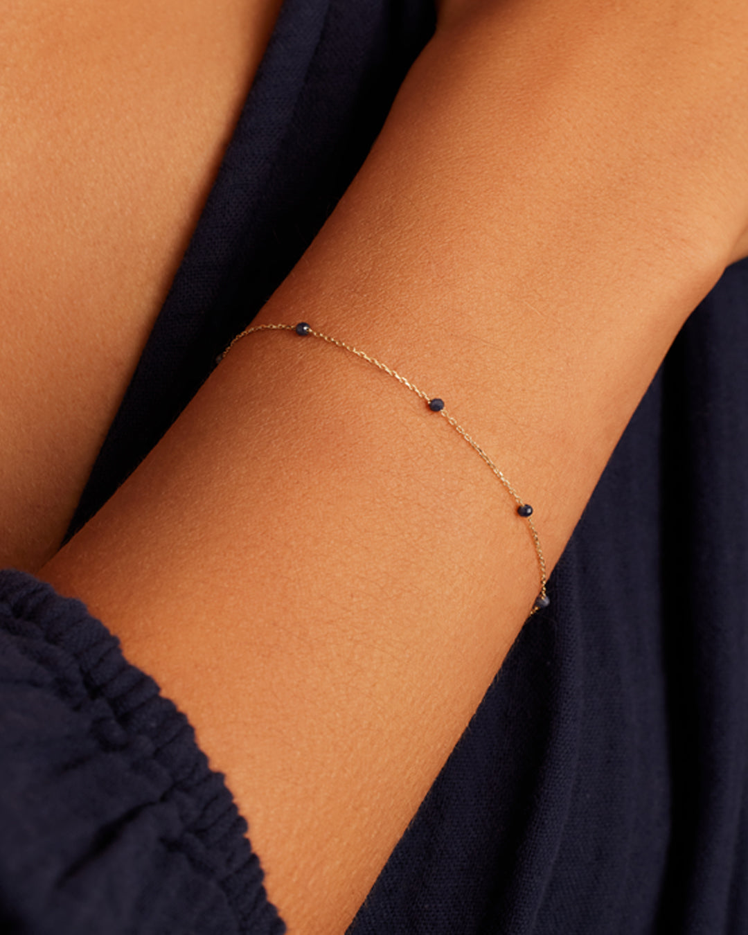 Blue Sapphire Newport Bracelet || option::14k Solid Gold, Blue Sapphire - September