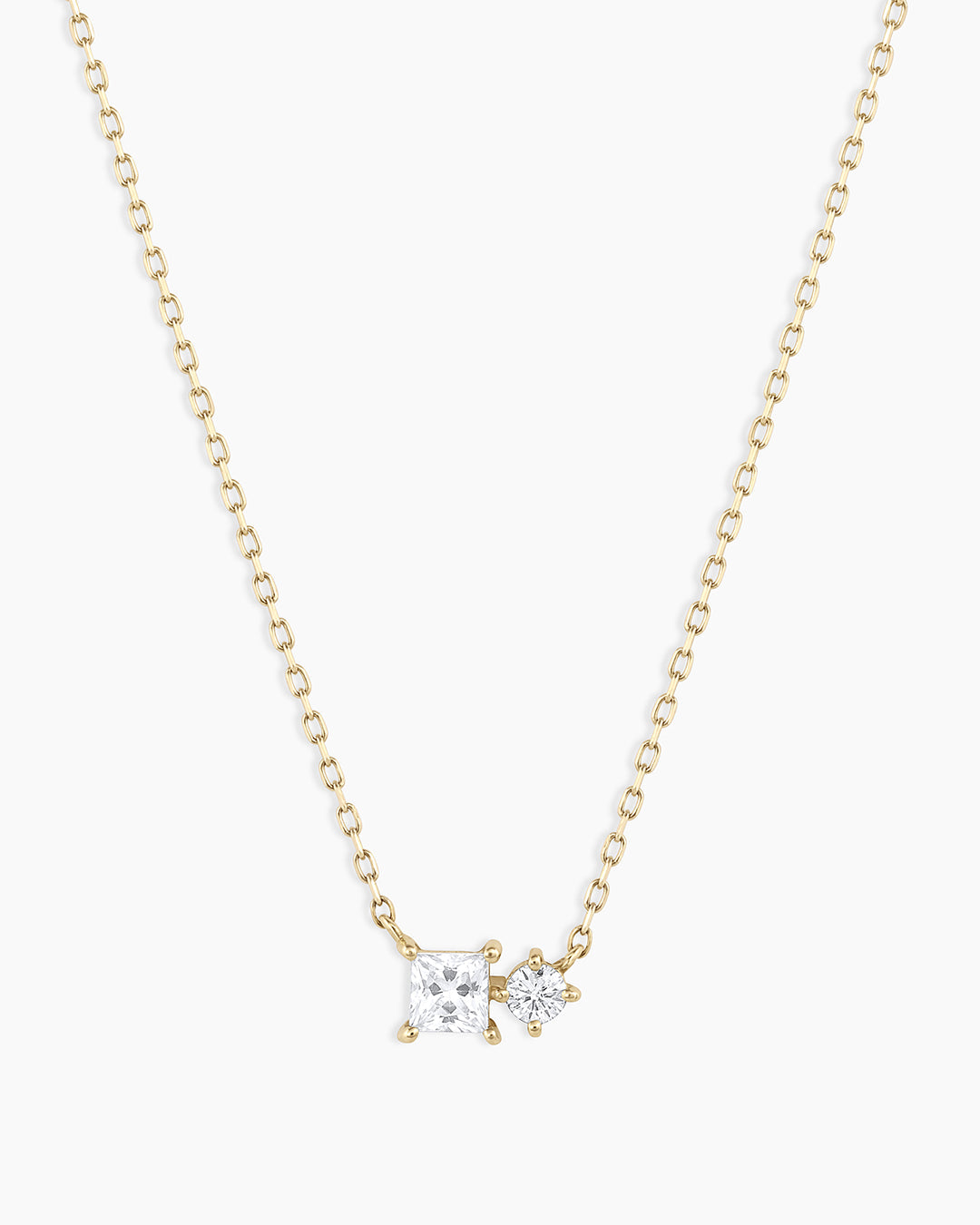 Diamond and White Sapphire Necklace || option::14k Solid Gold