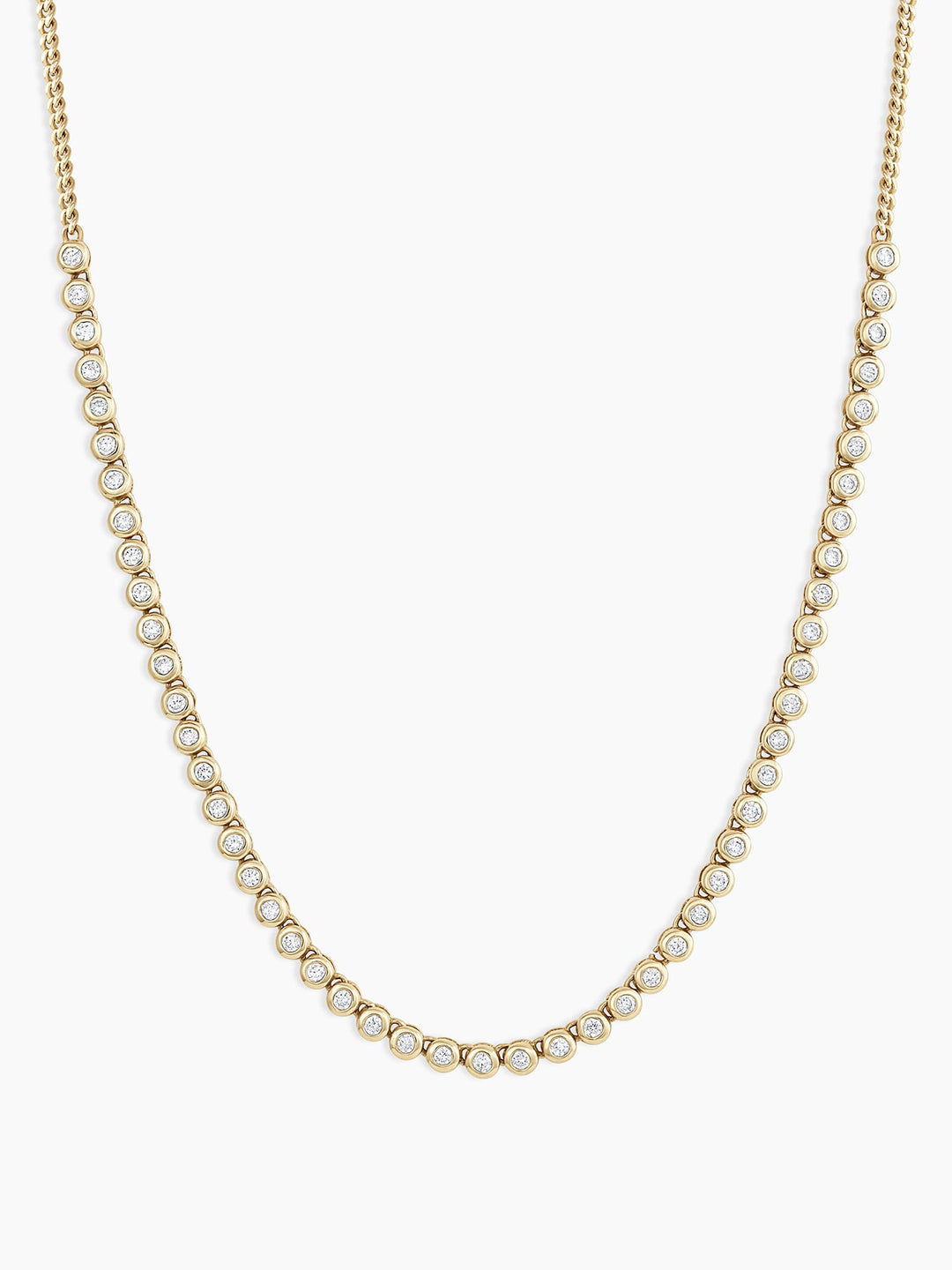 Classic  Diamond Row Necklace || option::14k Solid Gold